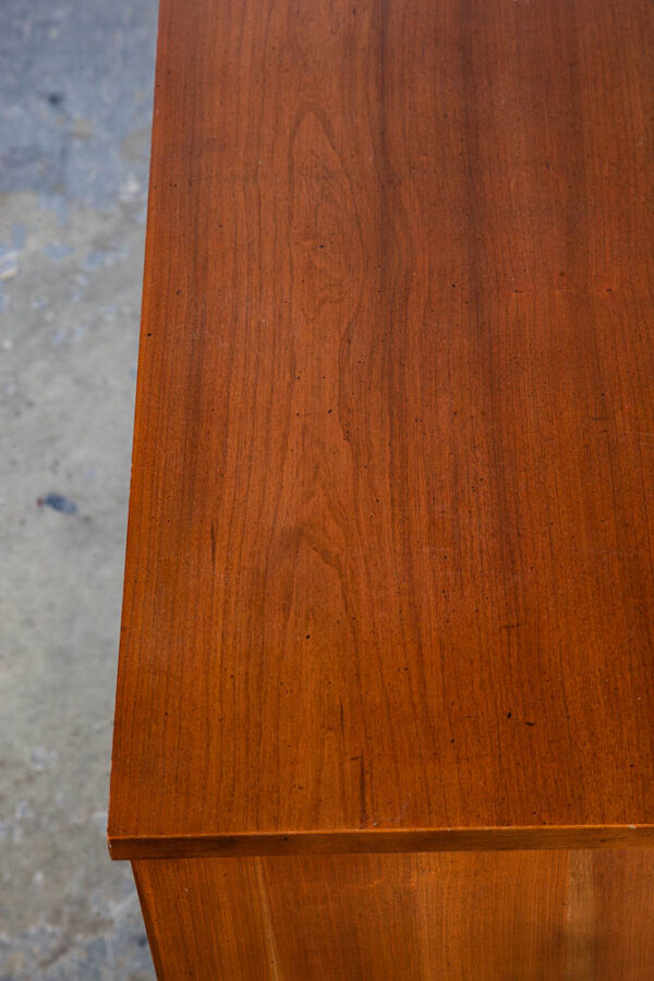 Mid Century Modern Dresser Highboy Dixie Walnut 5 Drawer Wood Brass Chest Handle - Image 9