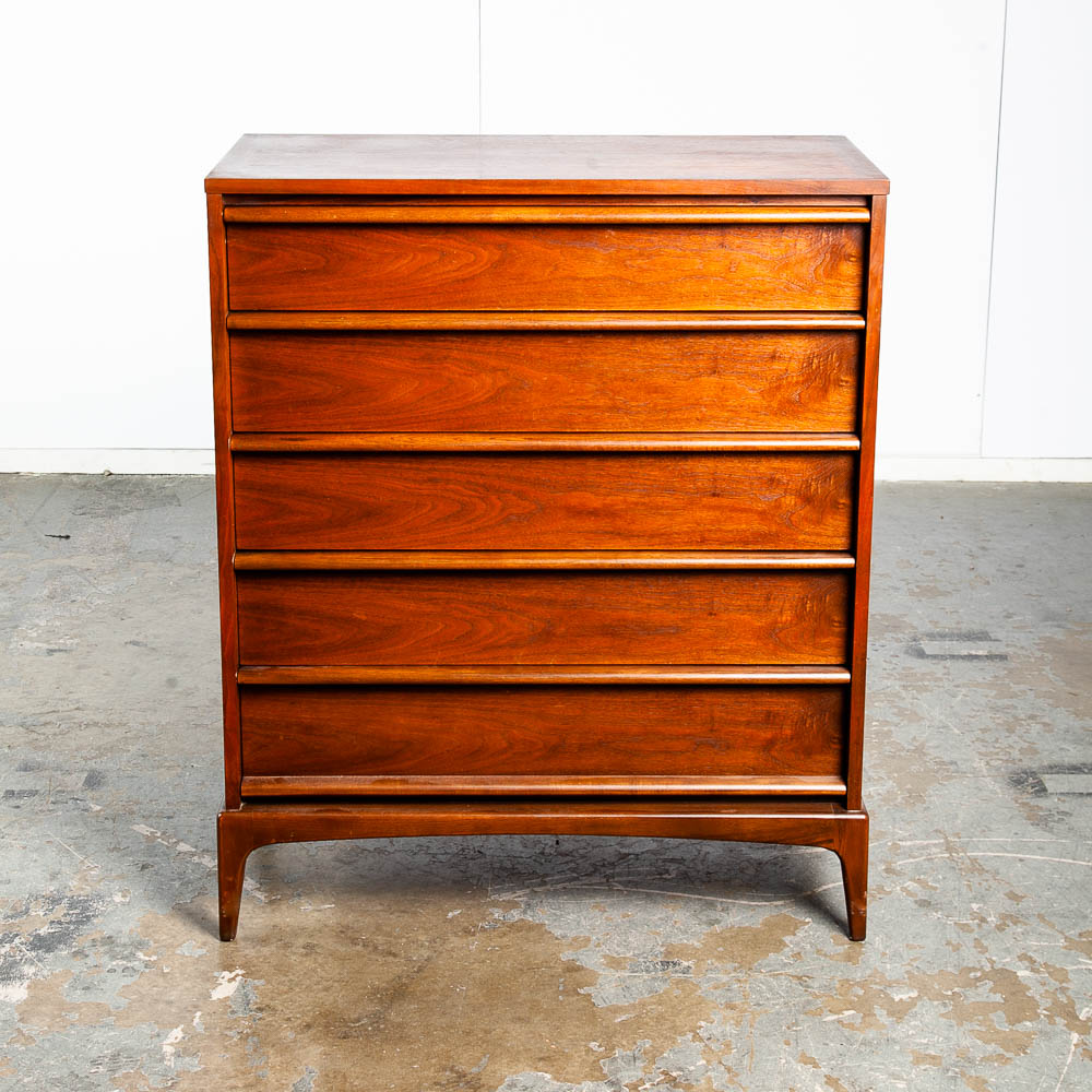 Mid Century Modern Dresser Highboy Lane Rhythm Walnut 5 Drawer Wood Danish Mcm - Image 7