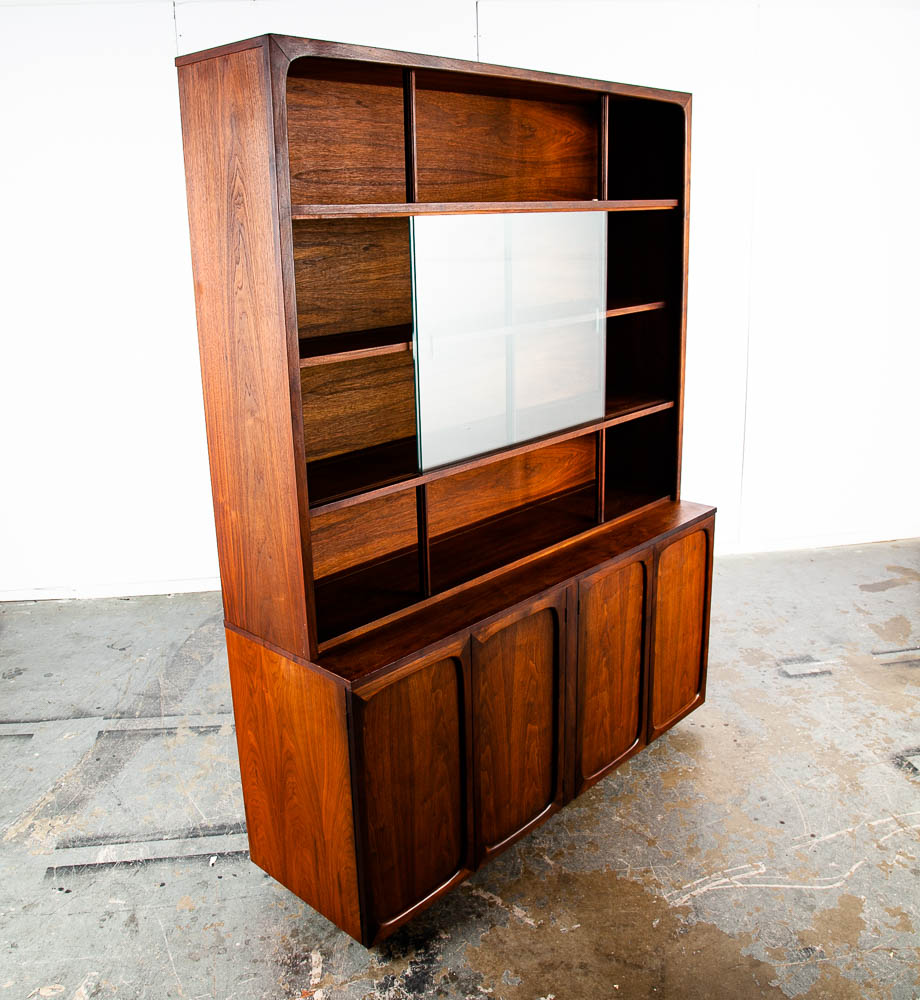 Mid Century Modern China Cabinet Hutch Lane Brown Saltman Wanut Glass Doors Mcm - Image 7
