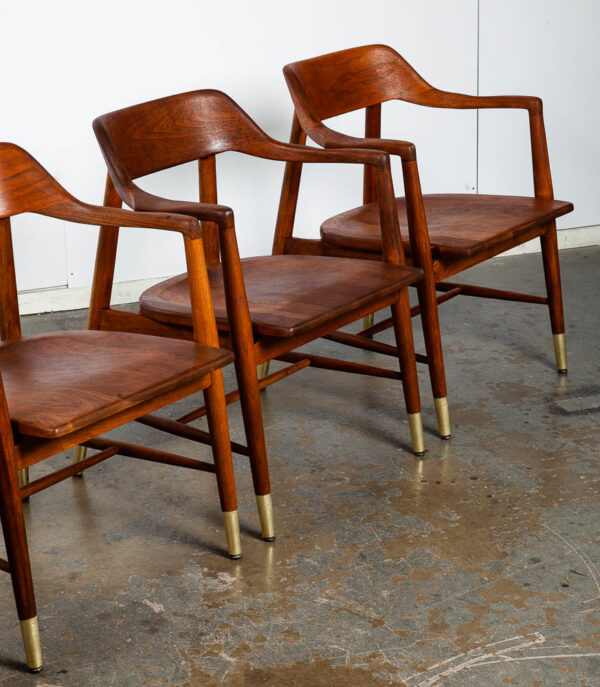 Mid Century Modern Dining Chairs Set of 4 Solid Walnut Marble Chair Co. Armchair - Image 12