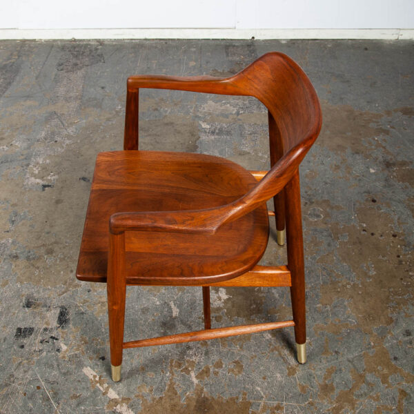 Mid Century Modern Dining Chairs Set of 4 Solid Walnut Marble Chair Co. Armchair - Image 8