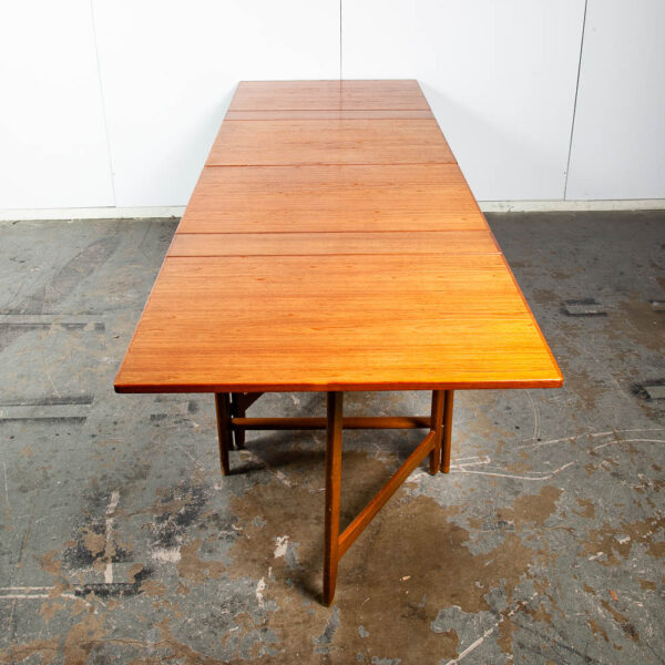 Mid Century Danish Modern Dining Table Teak Folding Bendt Winge Kleppe Møbler XL - Image 2