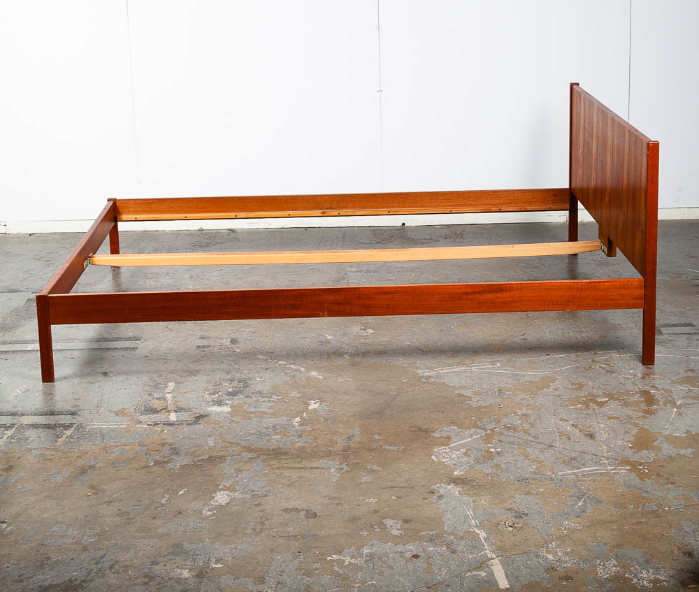 Mid Century Danish Modern Headboard Queen Teak Bed Frame Mcm Footboard Denmark - Image 2