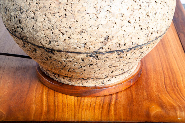 Mid Century Modern Table Lamp Solid Walnut Wood Cork 70s Round Light Lighting 1 - Image 7