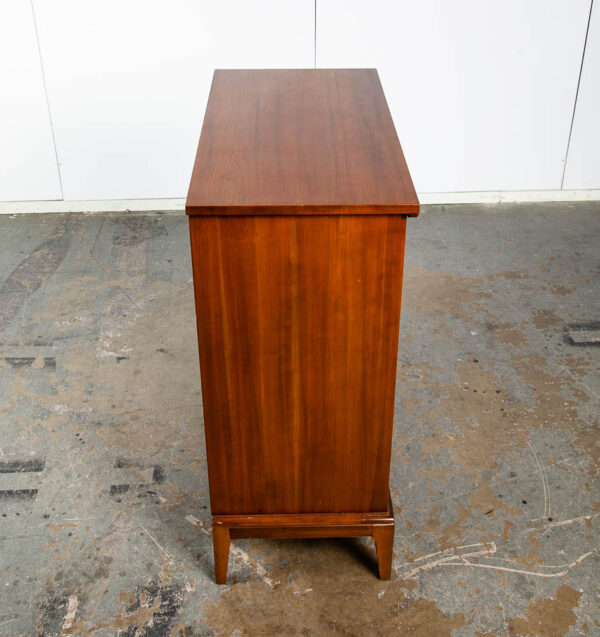 Mid Century Modern Dresser Highboy Dixie Walnut 5 Drawer Wood Brass Chest Handle - Image 3