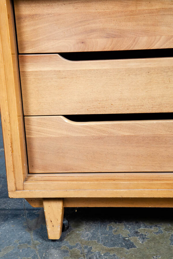 Mid Century Modern China Cabinet Hutch Rway Furniture Cane Ash Display Vintage Sliding Glass Doors Storage Drawers 1950s - Image 12