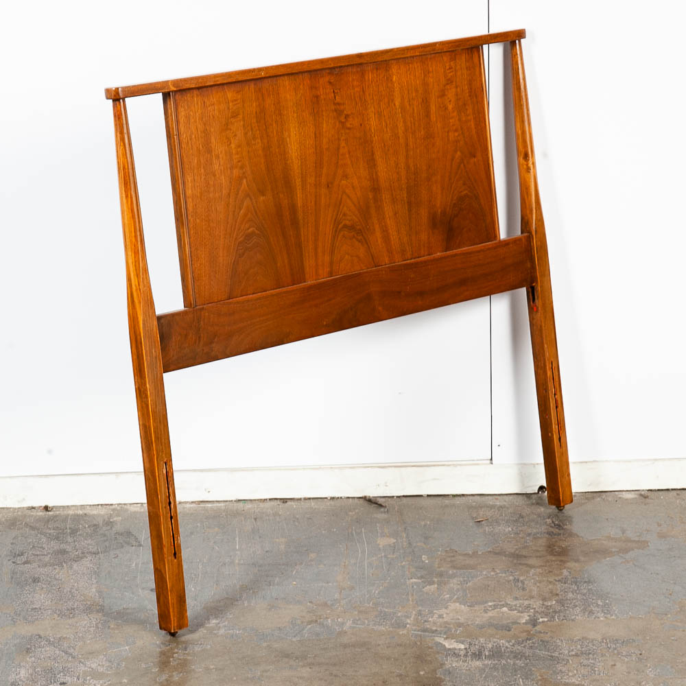 Mid Century Modern Headboard Twin Size Bed Frame Walnut Wood Compact Vintage Mcm