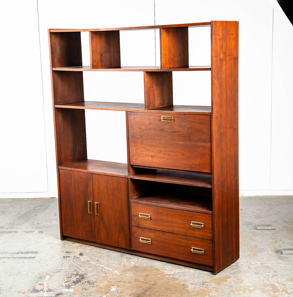 Mid Century Modern Room Divider Wall Unit Desk Cabinet Walnut Vintage Danish M - Image 3