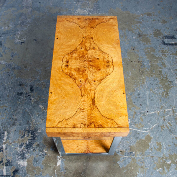 Mid Century Modern Bar Cart Serving Olive Burl Milo Baughman Lane Extension leaf - Image 7