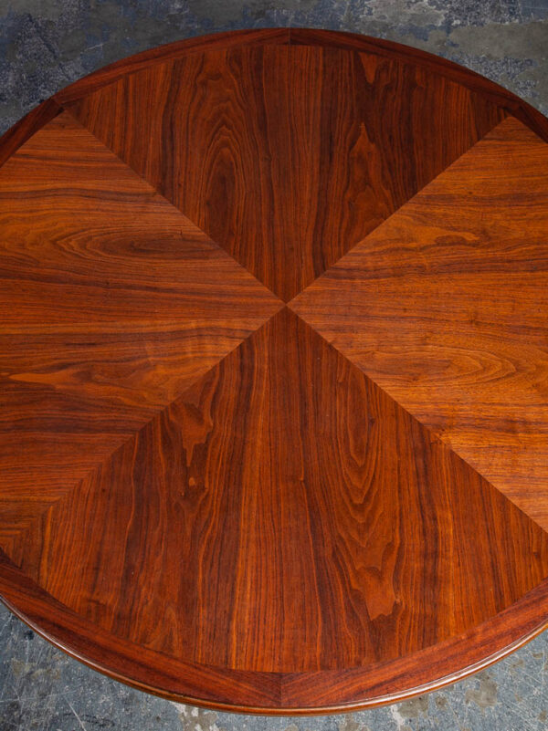 Mid Century Modern Coffee Table Lane Rhythm Round Wood Walnut Inlay Restored Circular Mcm Vintage - Image 11