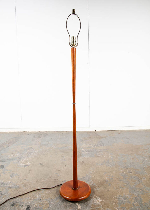 Mid Century Modern Tapered Floor Lamp Solid Teak Wood Lighting MCM Brass Gold Vintage Danish - Image 3