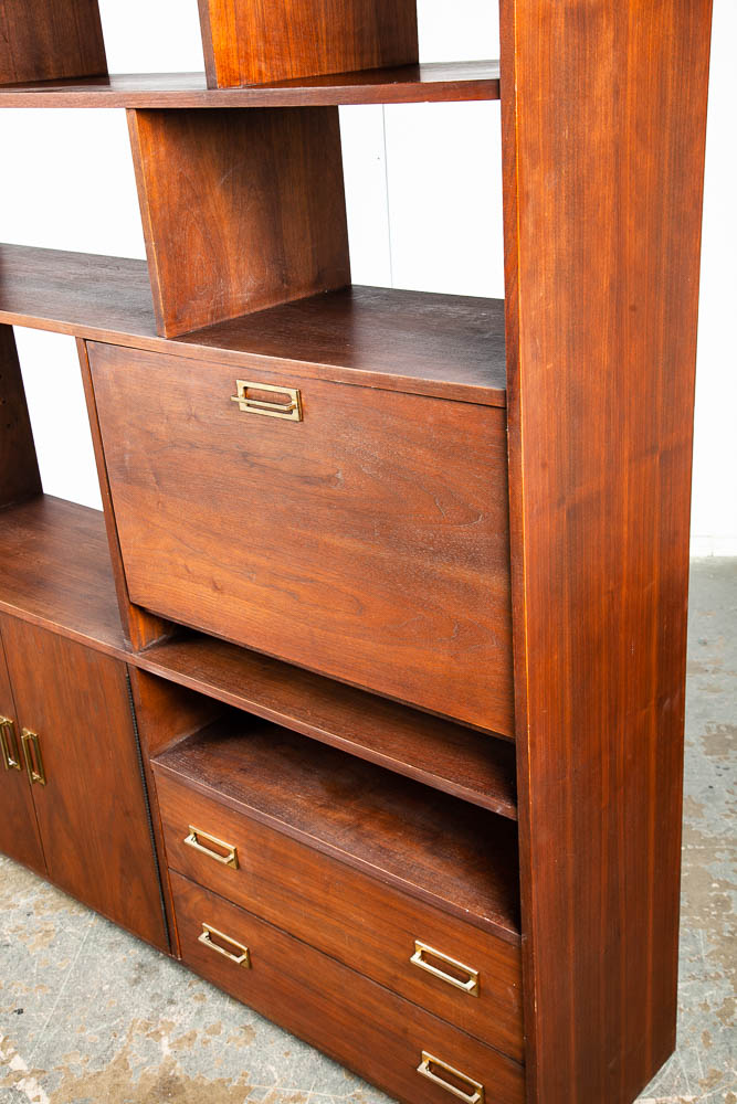 Mid Century Modern Room Divider Wall Unit Desk Cabinet Walnut Vintage Danish M - Image 10
