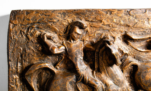 Mid Century Modern Wall Art J Segura Relief Large Fiberglass Roman Soldier Horse - Image 7