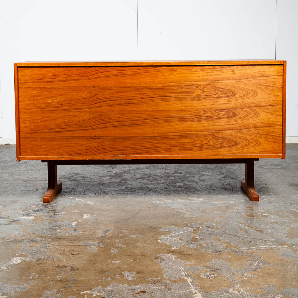 Mid Century Danish Modern Credenza Sideboard Dyrlund Solid Teak Sliding Doors Drawers Sled Storage Vintage - Image 6