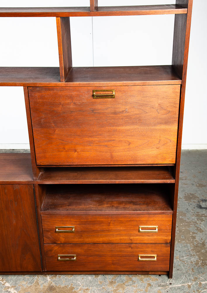 Mid Century Modern Room Divider Wall Unit Desk Cabinet Walnut Vintage Danish M - Image 8