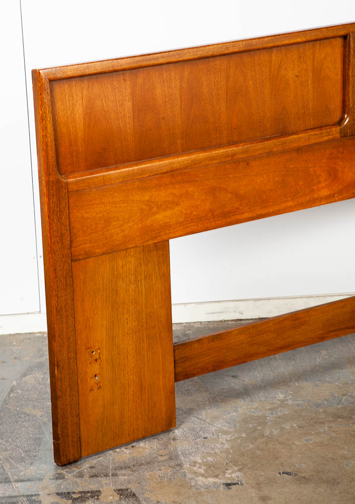 Mid Century Modern Headboard King Size Bed Frame Walnut Wood Denmark Vintage Mcm - Image 9