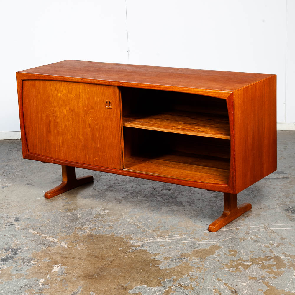 Mid Century Danish Modern Credenza Sideboard Dyrlund Solid Teak Sliding Doors Drawers Sled Storage Vintage - Image 9