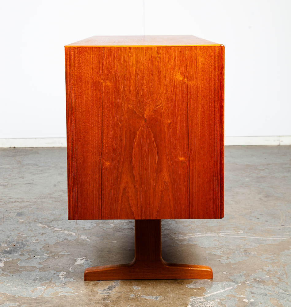 Mid Century Danish Modern Credenza Sideboard Dyrlund Solid Teak Sliding Doors Drawers Sled Storage Vintage - Image 3