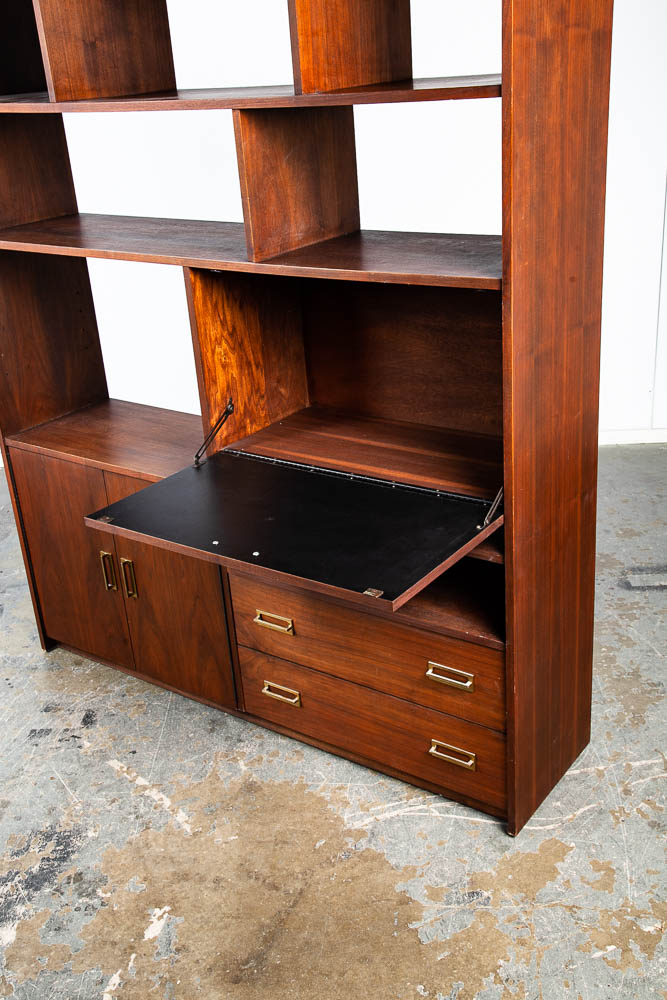 Mid Century Modern Room Divider Wall Unit Desk Cabinet Walnut Vintage Danish M - Image 11