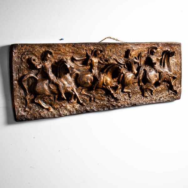 Mid Century Modern Wall Art J Segura Relief Large Fiberglass Roman Soldier Horse - Image 2