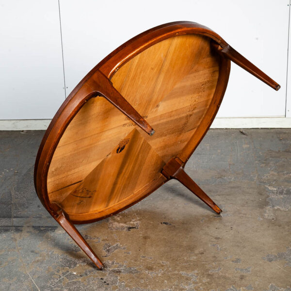 Mid Century Modern Coffee Table Lane Rhythm Round Wood Walnut Inlay Restored Circular Mcm Vintage - Image 4