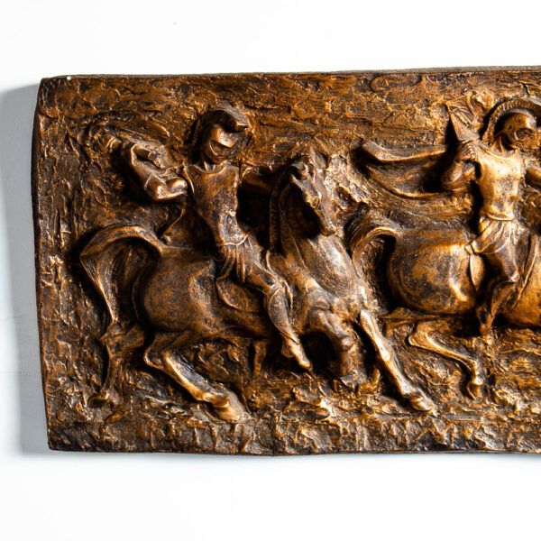 Mid Century Modern Wall Art J Segura Relief Large Fiberglass Roman Soldier Horse - Image 6