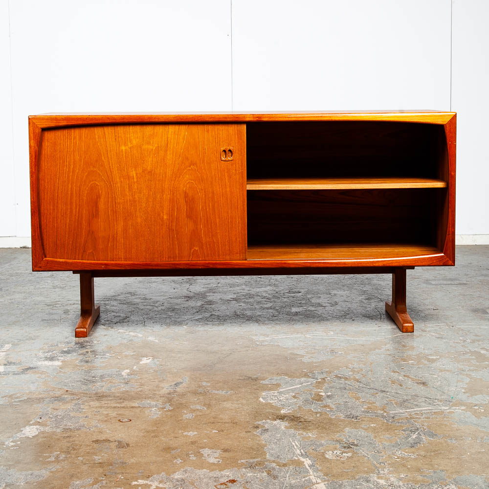 Mid Century Danish Modern Credenza Sideboard Dyrlund Solid Teak Sliding Doors Drawers Sled Storage Vintage - Image 10