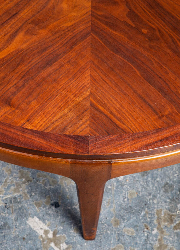 Mid Century Modern Coffee Table Lane Rhythm Round Wood Walnut Inlay Restored Circular Mcm Vintage - Image 6