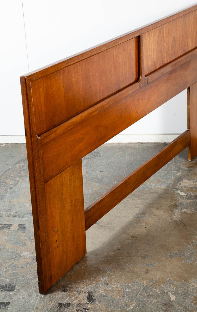 Mid Century Modern Headboard King Size Bed Frame Walnut Wood Denmark Vintage Mcm - Image 12