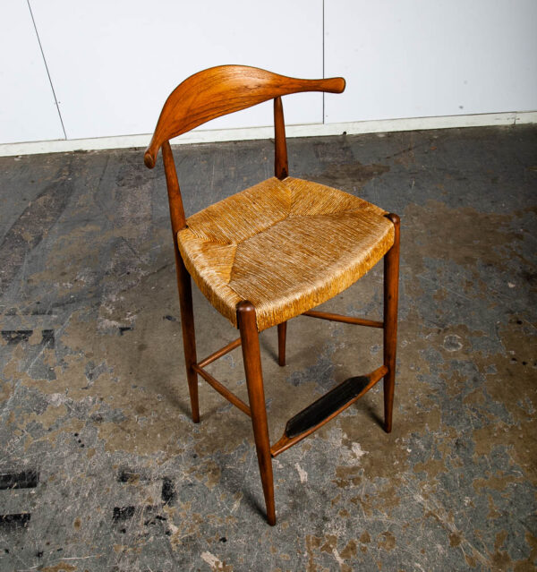 Mid Century Danish Modern Bar Stools Pair Set Arthur Umanoff Wood Rush Cow Horn Ox Bow Asymmetrical Vintage - Image 10