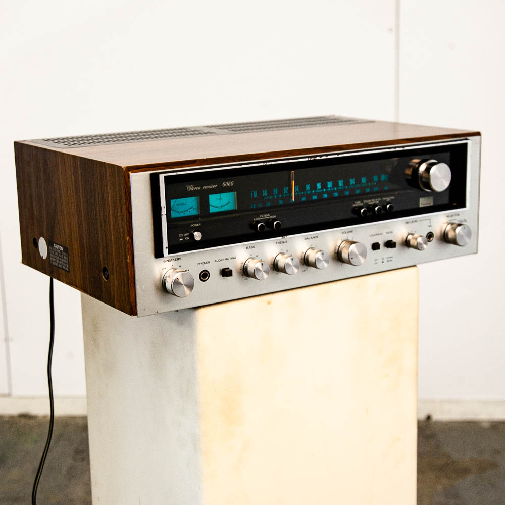 Vintage Sansui Reciever 6060 Wood Case Stereo Tuner Amplifier Silver Blue Lights - Image 6