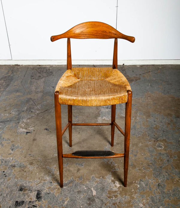 Mid Century Danish Modern Bar Stools Pair Set Arthur Umanoff Wood Rush Cow Horn Ox Bow Asymmetrical Vintage - Image 6