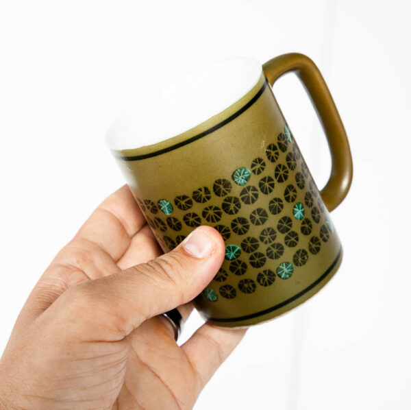 Mid Century Modern Coffee Cup Set of 6 Handle Mug Mcm Japanese Avocado Green NM Vintage - Image 2