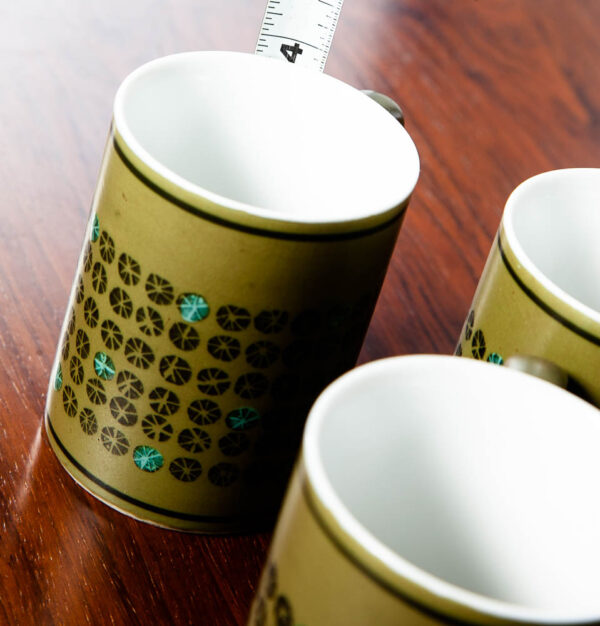 Mid Century Modern Coffee Cup Set of 6 Handle Mug Mcm Japanese Avocado Green NM Vintage - Image 6