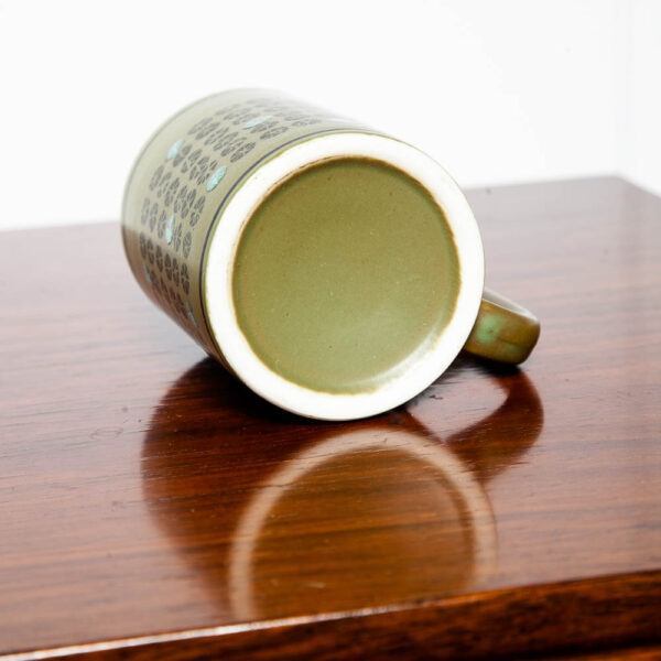 Mid Century Modern Coffee Cup Set of 6 Handle Mug Mcm Japanese Avocado Green NM Vintage - Image 7