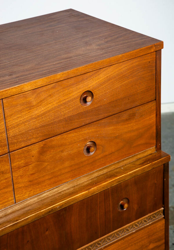 Mid Century Modern Highboy Dresser Walnut LA Period furniture 5 Drawer Chest Mcm - Image 10