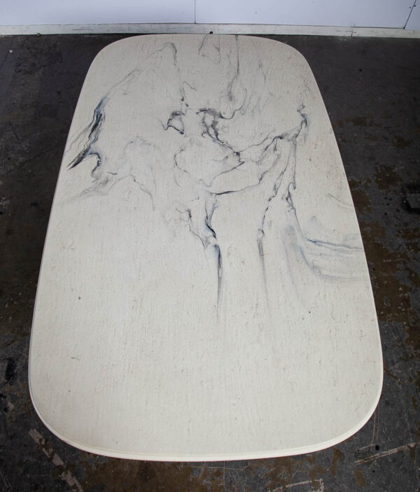 Mid Century Modern Coffee Table Italian White Marble Plaster Rounded Vintage 70s - Image 6