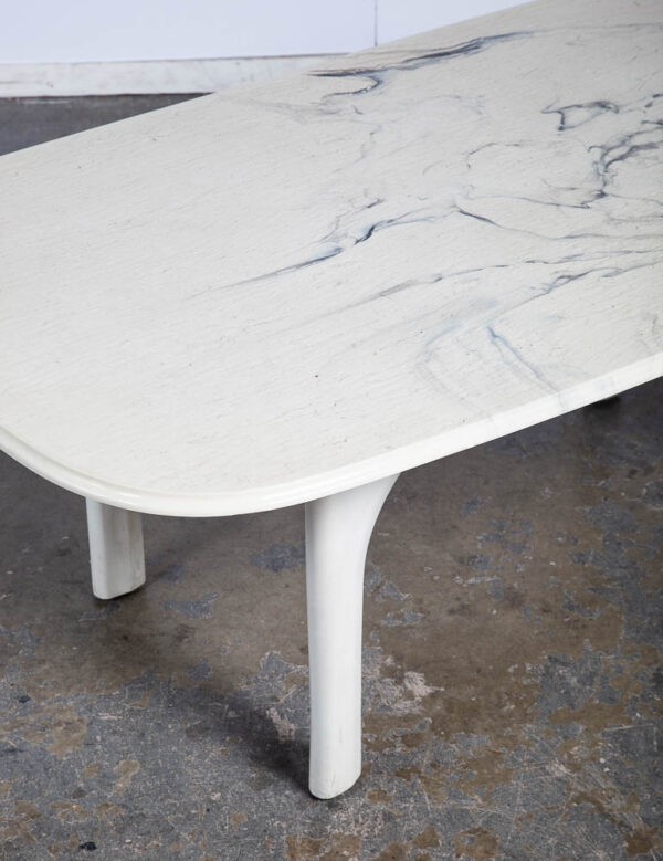 Mid Century Modern Coffee Table Italian White Marble Plaster Rounded Vintage 70s - Image 10