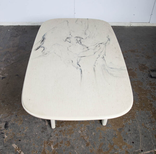 Mid Century Modern Coffee Table Italian White Marble Plaster Rounded Vintage 70s - Image 9