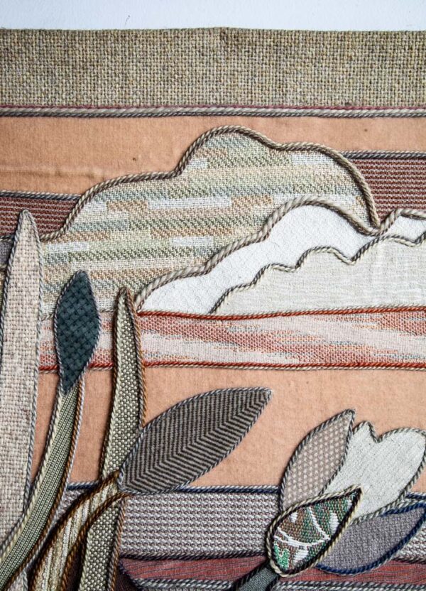 Mid Century Modern Woven Tapestry Art Helen Webber Original Signed Pastels 1987 Hand Woven Floral Sunset - Image 7