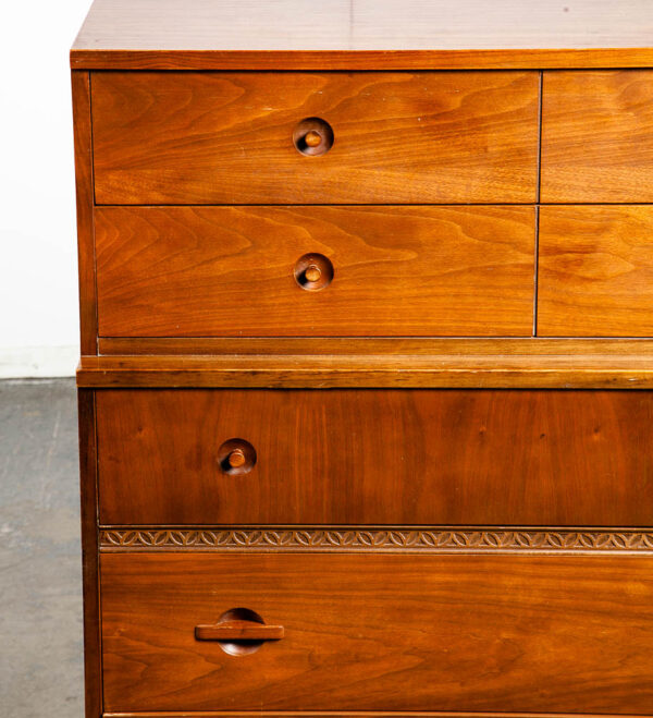 Mid Century Modern Highboy Dresser Walnut LA Period furniture 5 Drawer Chest Mcm - Image 7