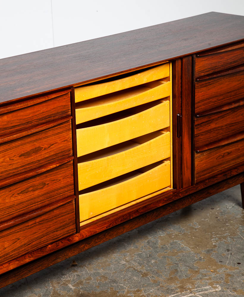 Mid Century Danish Modern Credenza Sideboard Falster Svend Aage Madsen Brazilian Rosewood Tambour Vintage - Image 11