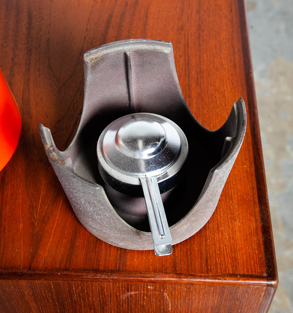 Mid Century Danish Modern Fondue Set Teak Cheese Orange Michael Lax Copco Enamel Cast Iron Vintage - Image 8