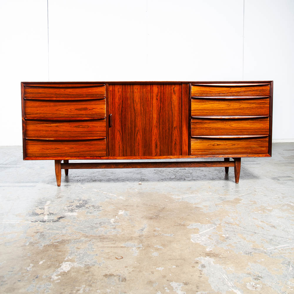 Mid Century Danish Modern Credenza Sideboard Falster Svend Aage Madsen Brazilian Rosewood Tambour Vintage - Image 2