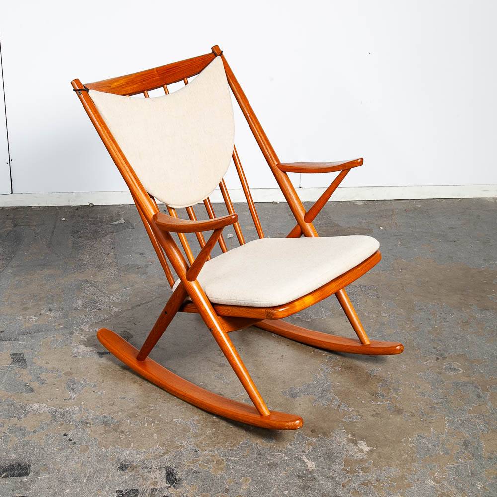 Mid Century Danish Modern Rocking Chair Teak Rocker Frank Reenskaug Bramin Mcm