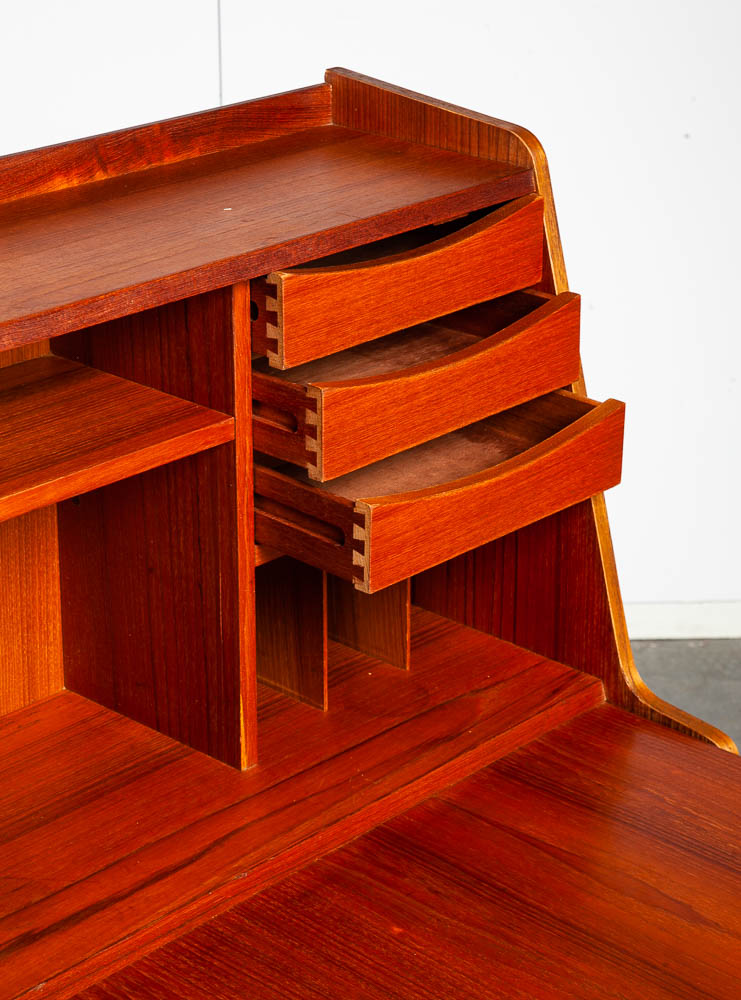 Mid Century Danish Modern Secretary Desk Bureau Denmark Vintage Drawers Vanity - Image 11