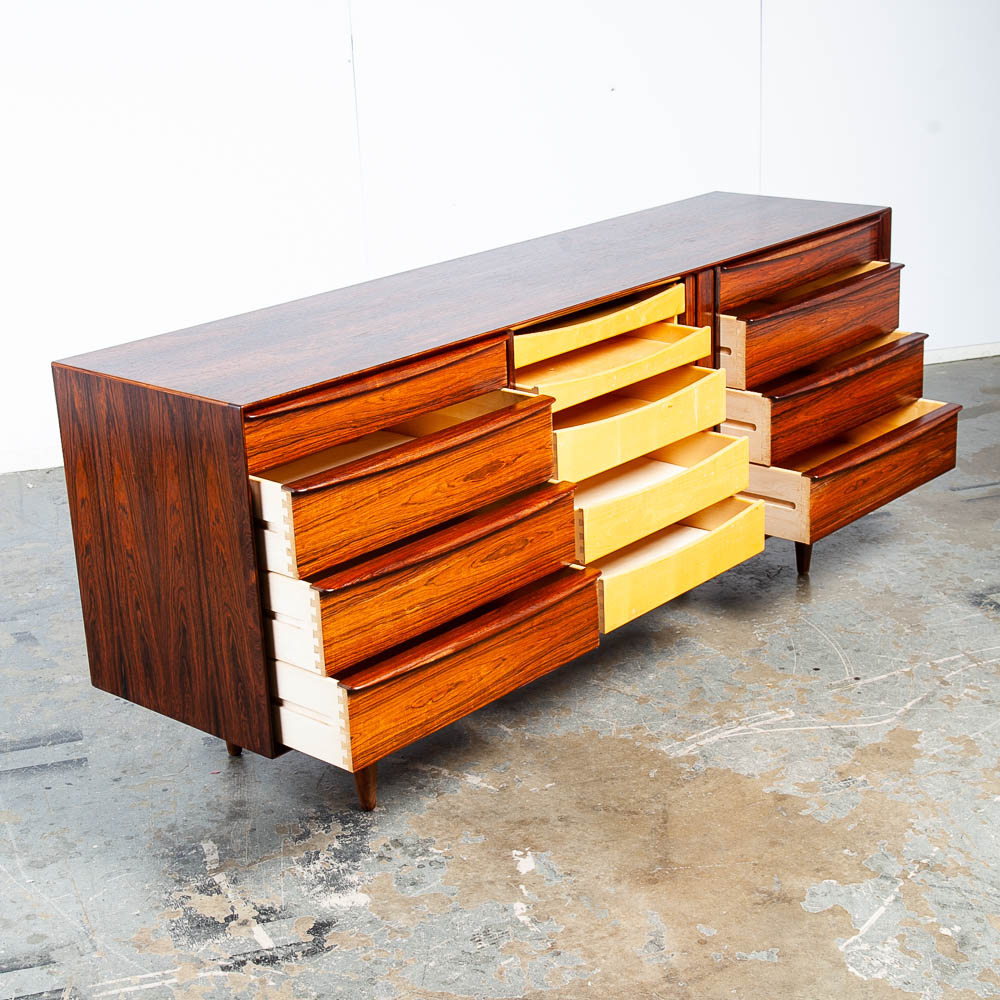 Mid Century Danish Modern Credenza Sideboard Falster Svend Aage Madsen Brazilian Rosewood Tambour Vintage - Image 7