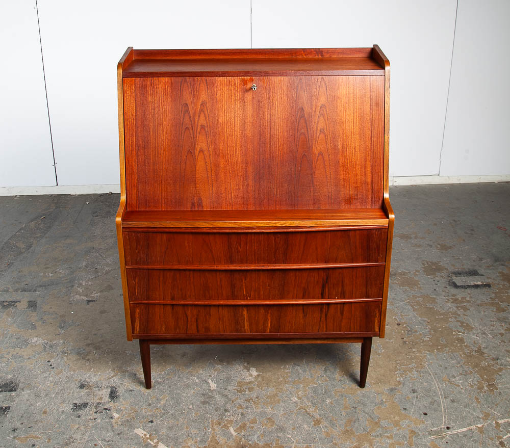Mid Century Danish Modern Secretary Desk Bureau Denmark Vintage Drawers Vanity