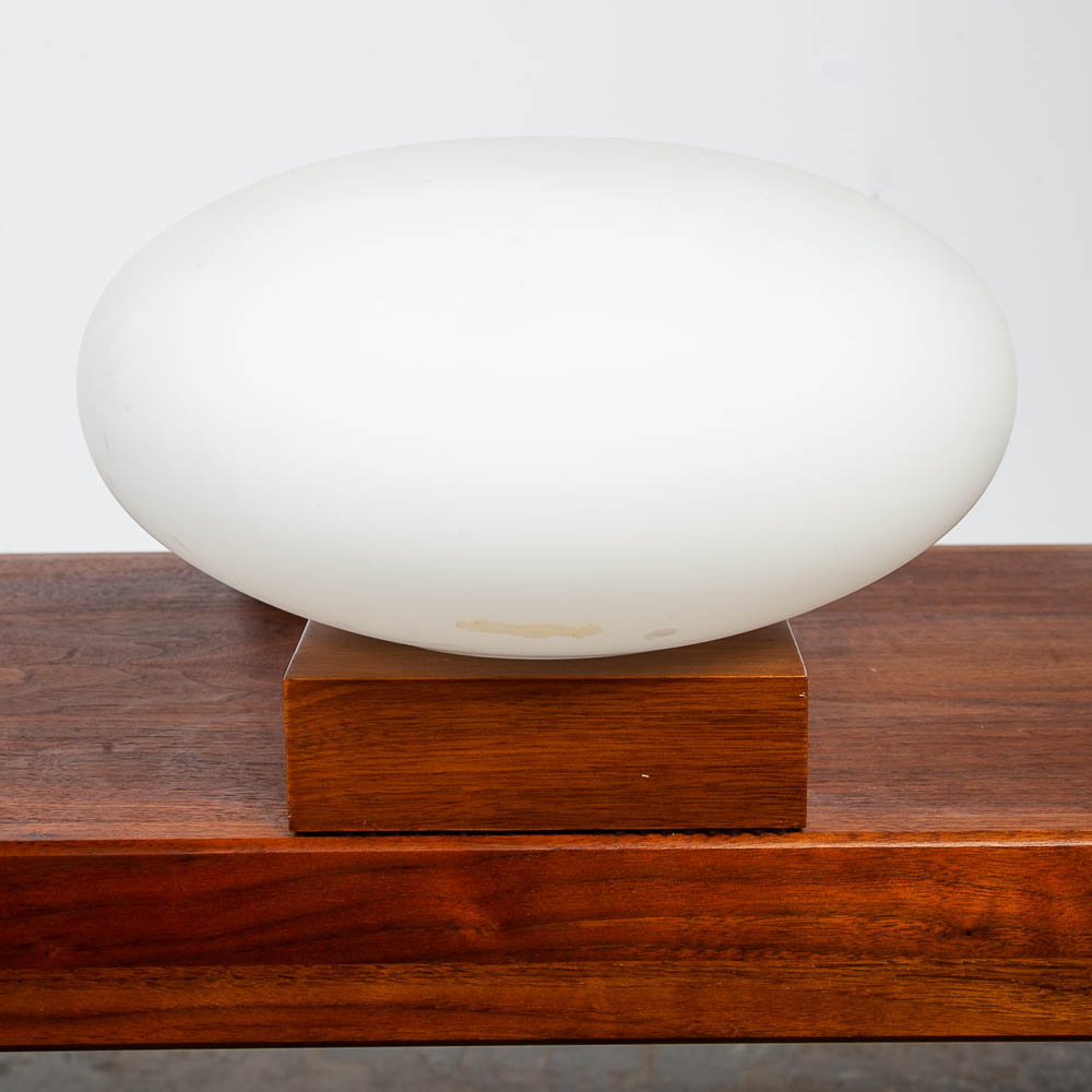 Mid Century Modern Table Lamp Laurel Light Walnut Frosted Glass Vintage Tested Square Cube Mcm - Image 4