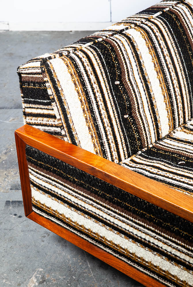 Mid Century Modern Daybed Sofa Couch Bed Cream Solid Walnut Restored 3 Seater NM Vintage - Image 10